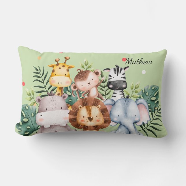 Cute plantary monogram l Safari greenery Lumbarkudde (Framsida)