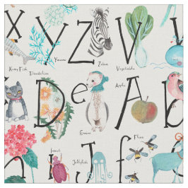 Cute plantskolor Alphabet-barn ABC Illustration Tyg