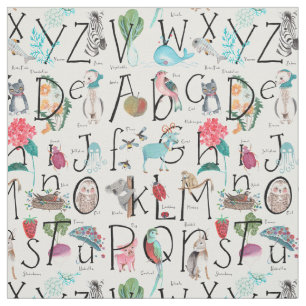 Cute plantskolor Alphabet-barn ABC Illustration Tyg