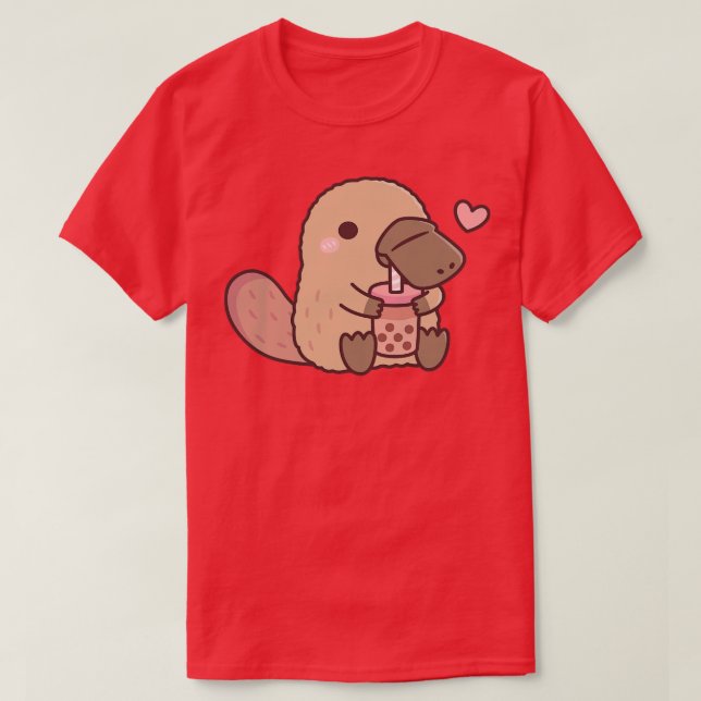 Cute Platypus Kärlek dricker Bubble Tea T Shirt (Design framsida)