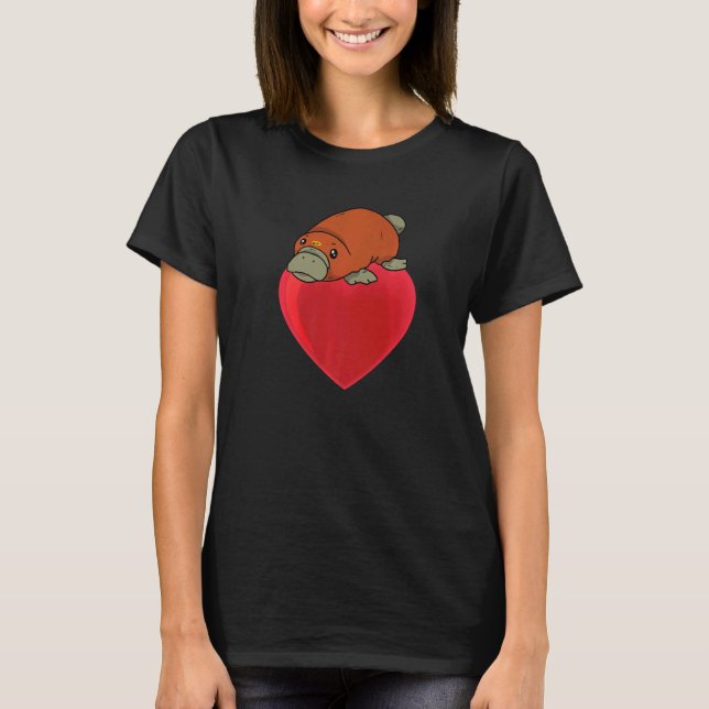 Cute Platypus On Heart Apparel Platypuses T Shirt (Framsida)