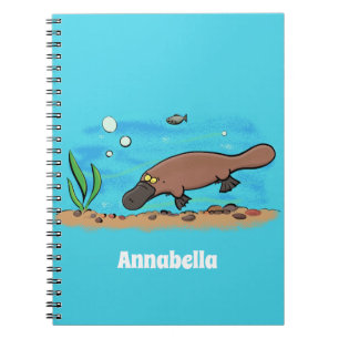 Cute platypus simmande tecknad anteckningsbok