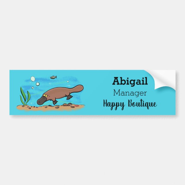 Cute platypus simmande tecknad bildekal (Framsidan)
