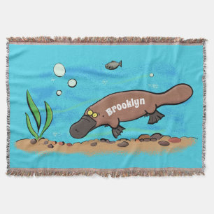 Cute platypus simmande tecknad filt