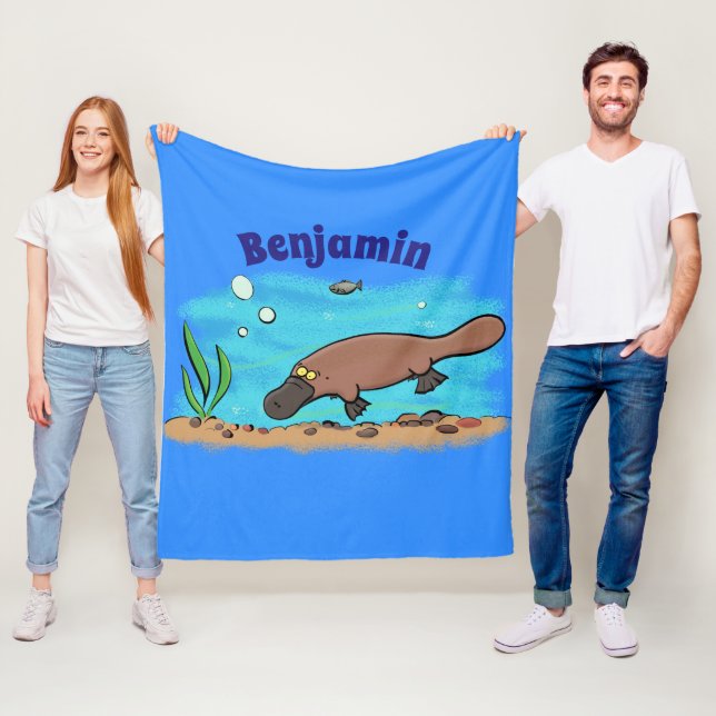 Cute platypus simmande tecknad fleecefilt (På plats)