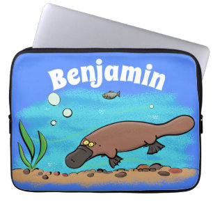 Cute platypus simmande tecknad laptop fodral