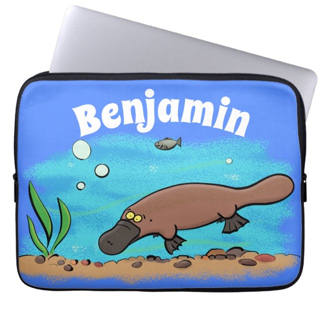 Cute platypus simmande tecknad laptop fodral (Framsidan)