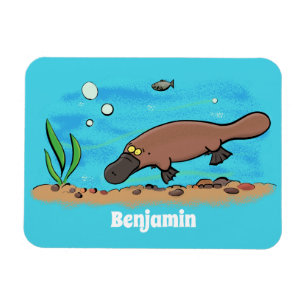 Cute platypus simmande tecknad magnet