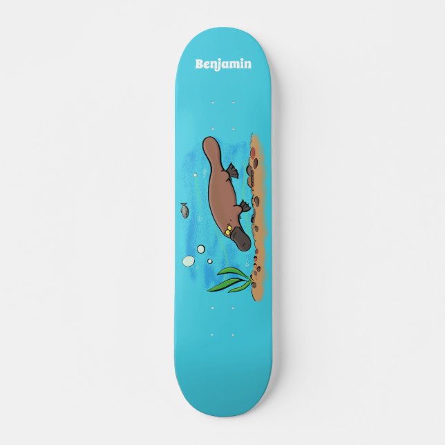 Cute platypus simmande tecknad mini skateboard bräda 18,5 cm (Framsida)