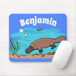 Cute platypus simmande tecknad musmatta