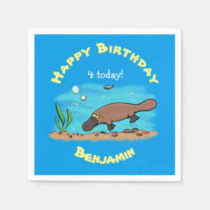 Cute platypus simmande tecknad pappersservett