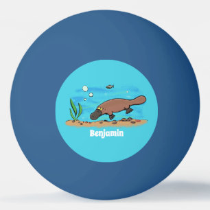 Cute platypus simmande tecknad pingisboll