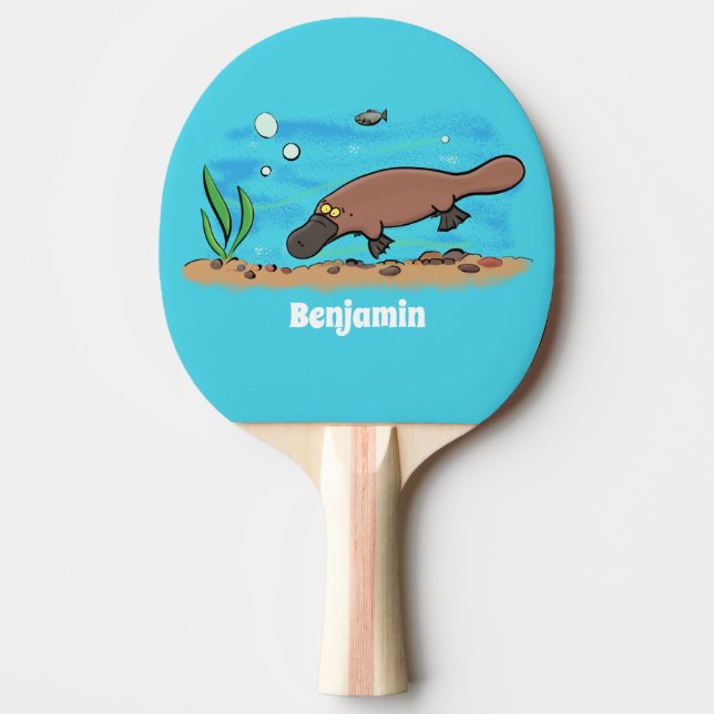 Cute platypus simmande tecknad pingisracket (Framsidan)