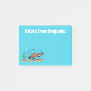 Cute platypus simmande tecknad post-it block