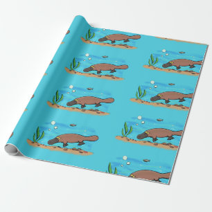 Cute platypus simmande tecknad presentpapper