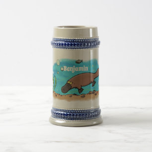 Cute platypus simmande tecknad sejdel