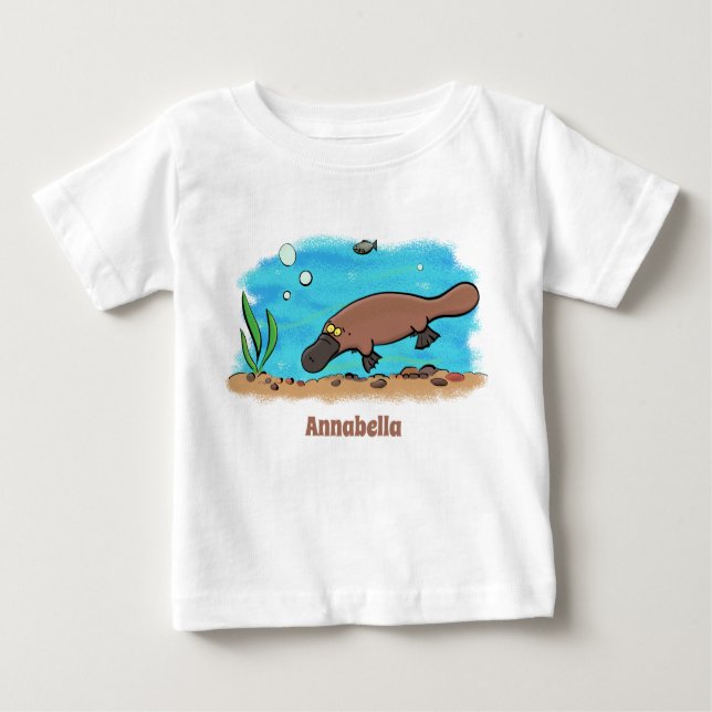 Cute platypus simmande tecknad t shirt (Framsida)