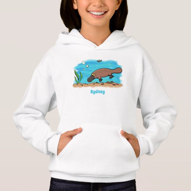 Cute platypus simmande tecknad t shirt (Framsida)