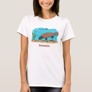 Cute platypus simmande tecknad t shirt