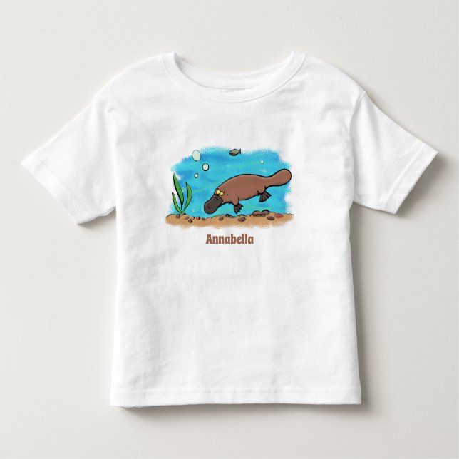Cute platypus simmande tecknad t shirt (Framsida)