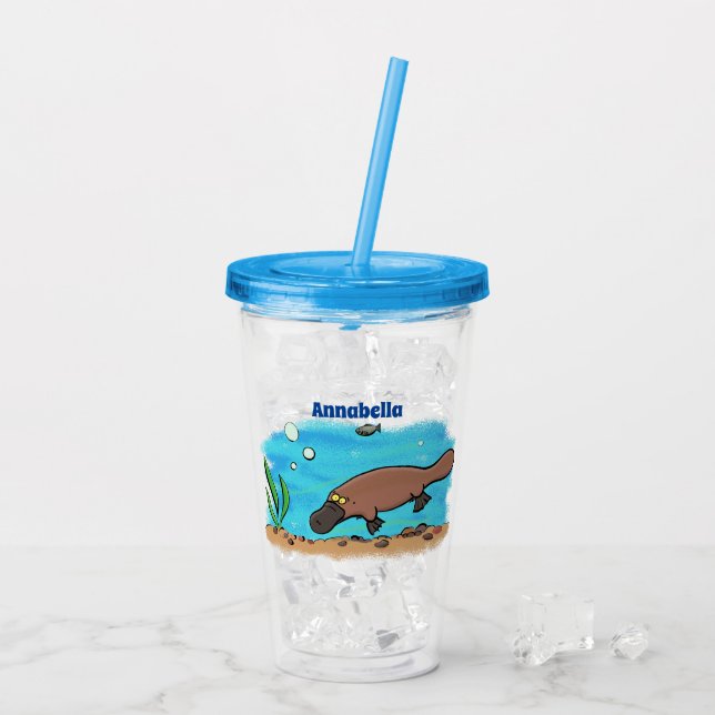 Cute platypus simmande tecknad take away mugg (Baksida Ice)