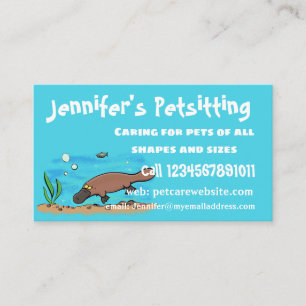 Cute platypus simmande tecknad visitkort