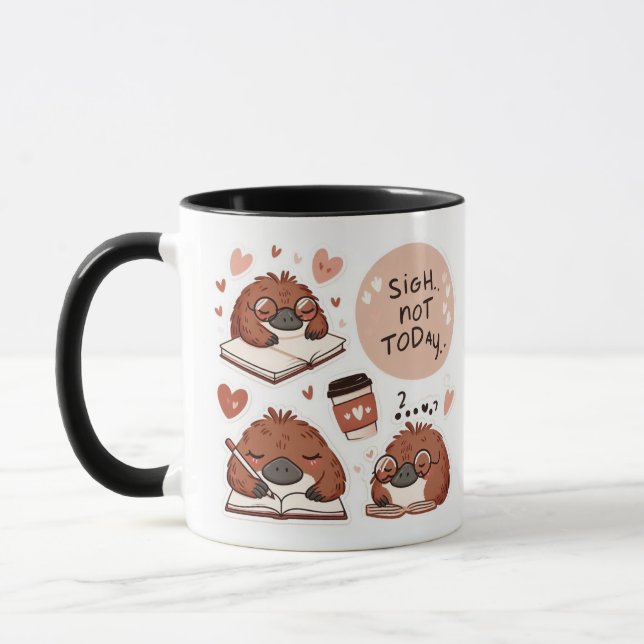 Cute Platypus-tecken med kaffe och Journal Mugg (Vänster)