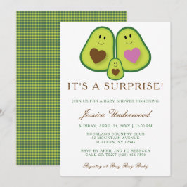 Cute Play Avocado Kön Neutral babystötare Inbjudningar