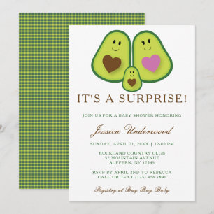 Cute Play Avocado Kön Neutral babystötare Inbjudningar