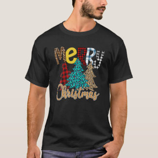 Cute Play Leopard Julgran Funny Merry Chri T Shirt
