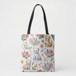 Cute Playand Flowers Mönster Tote Bag Tygkasse