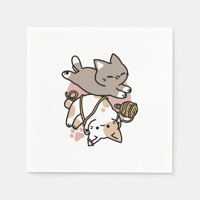 Cute Playful Cats Design – Fun Paws and Play Art Pappersservett (Framsidan)