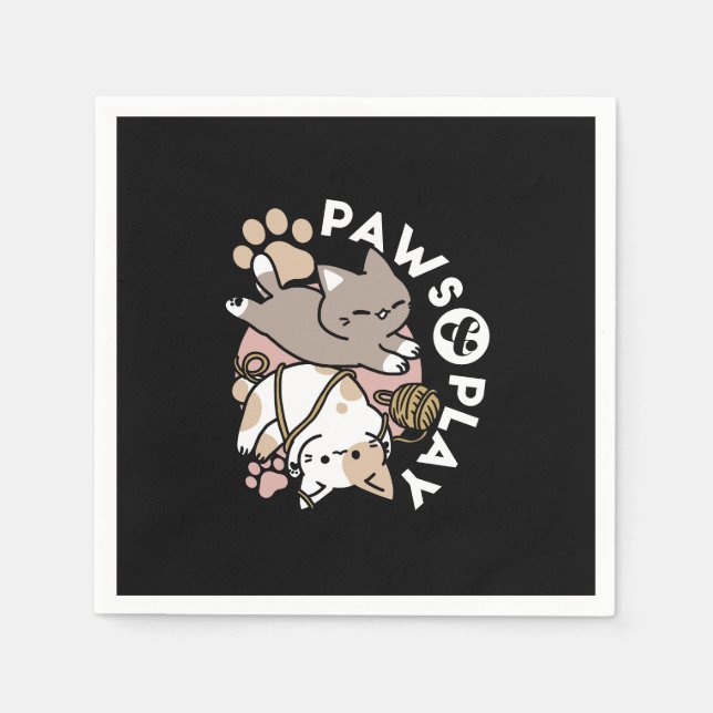 Cute Playful Cats Design – Fun Paws and Play Art Pappersservett (Framsidan)
