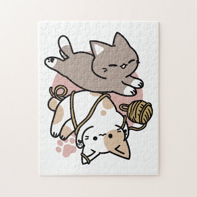 Cute Playful Cats Design – Fun Paws and Play Art Pussel (Vertikal)
