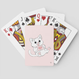 Cute Playful Kitten Whimsical Love Pink Playing  Casinokort