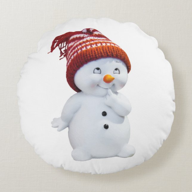 CUTE PLAYFUL SNÖGUBBE RUND KUDDE (Framsidan)