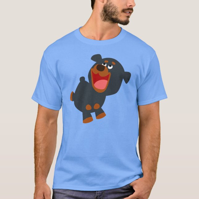 Cute Playful Tecknad Baby Rottweiler T-Shirt (Framsida)