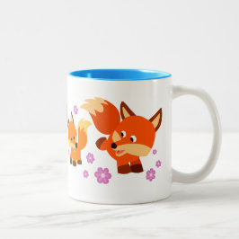 Cute Playful Tecknad Foxes Två-Tonad Mugg