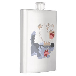 Cute Playful Tecknad Sheep and Varg Classic-kolv Fickplunta