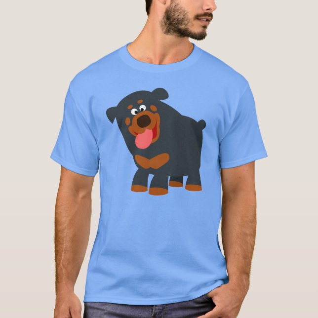 Cute Playfull Tecknad Rottweiler T-Shirt (Framsida)