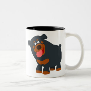 Cute Playfull Tecknad Rottweiler Två-Tonad Mugg