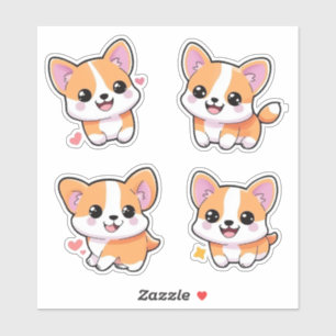 Cute Playi Corgi Tecknad Sticker Art Klistermärken
