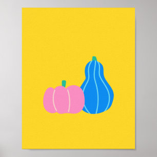 Cute Playkin and Gourd Art in Gult Poster