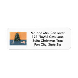 Cute Playof Cats Julgran Adressetiketters Returadress Etikett