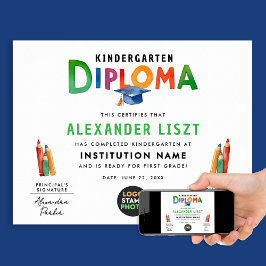 Cute Playof Kid Student Cap Digital Certificate Poster