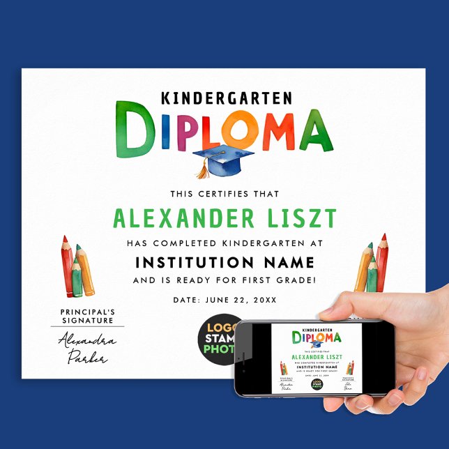 Cute Playof Kid Student Cap Digital Certificate Poster (Skapare uppladdad)