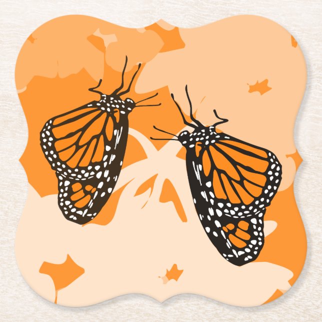 Cute Playof Orange Monarch Butterflies Underlägg Papper (Framsida)