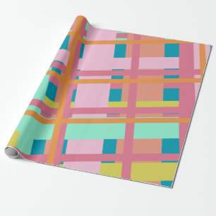 Cute Playof Play Geometric Linjer in Blue Presentpapper