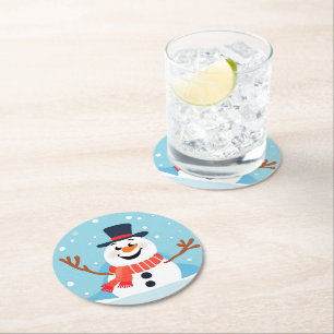 Cute Playof Snögubbe Papper Underlägg Rund