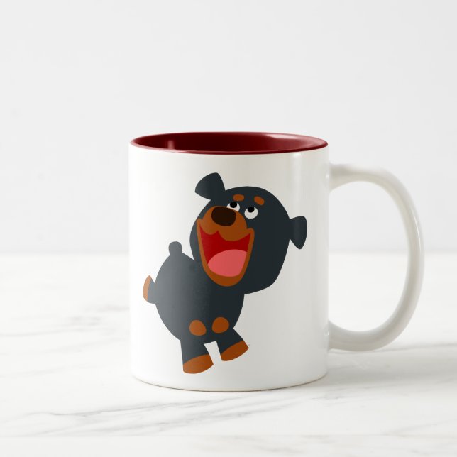 Cute Playof Tecknad Baby Rottweiler Två-Tonad Mugg (Höger)
